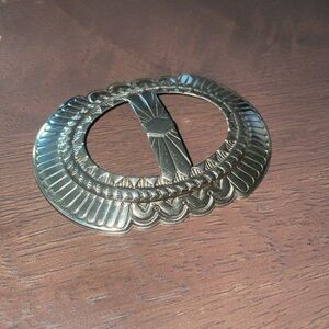 Large Vintage Silver Navajo Concho Belt Sash Buckle Slide Stamped